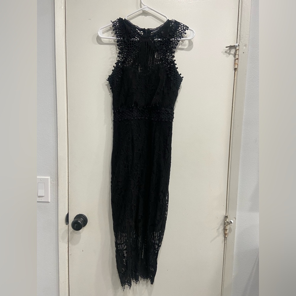 Black high neck lace dress